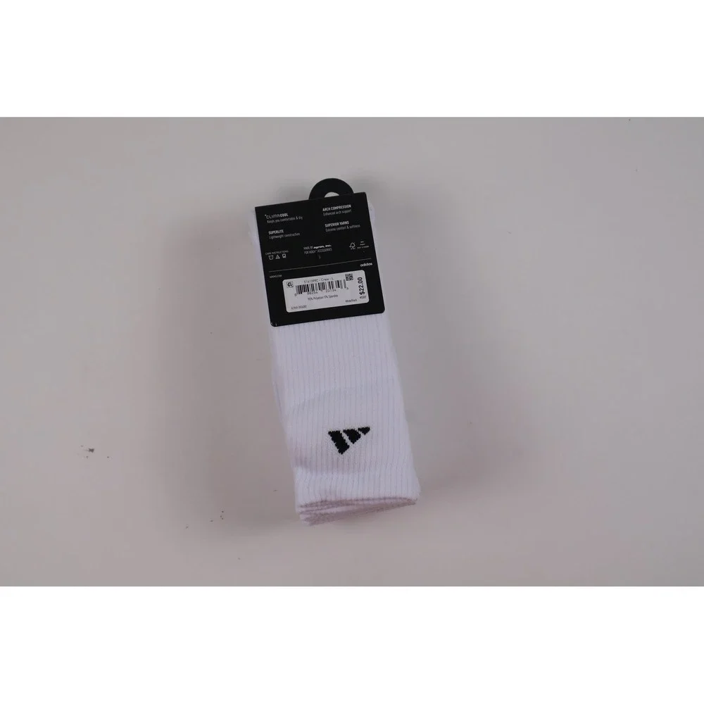 Adidas Socks 6 Pack Superlite Climacool Crew White Large NWT
